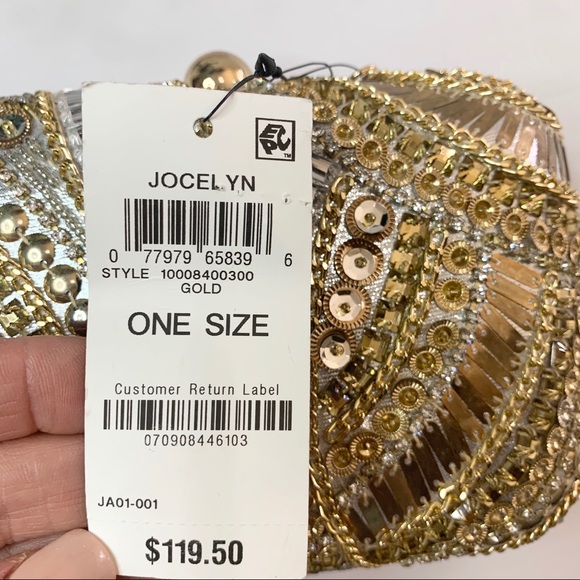 INC Jocelyn Beaded clutch Gold Chain Strap Bag Sequins Bag - Picture 11 of 11